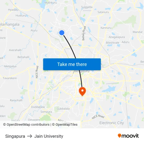 Singapura to Jain University map