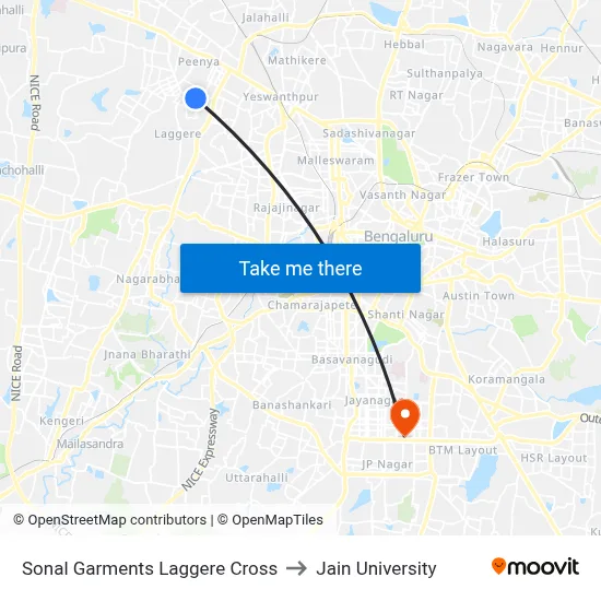 Sonal Garments Laggere Cross to Jain University map