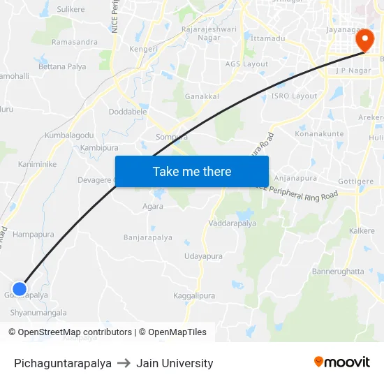 Pichaguntarapalya to Jain University map