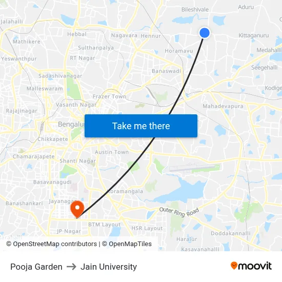 Pooja Garden to Jain University map