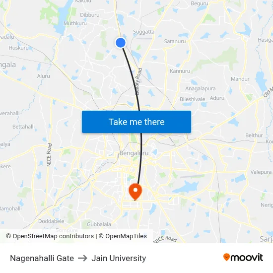 Nagenahalli Gate to Jain University map