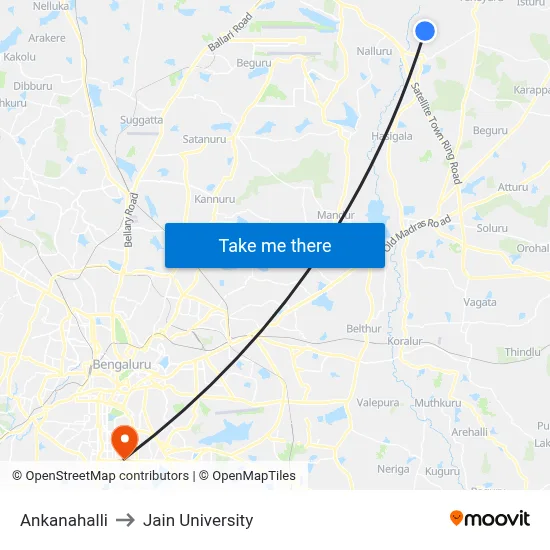 Ankanahalli to Jain University map