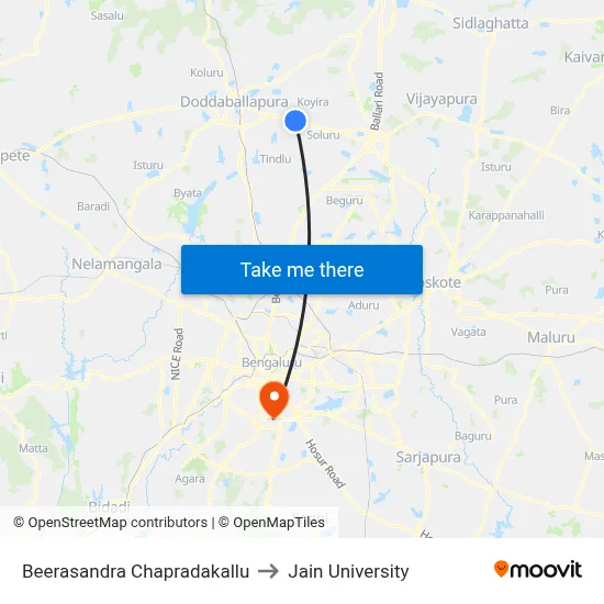 Beerasandra Chapradakallu to Jain University map