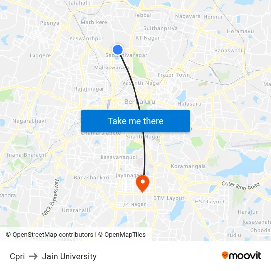 Cpri to Jain University map
