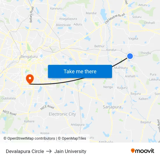 Devalapura Circle to Jain University map
