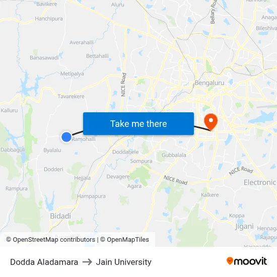 Dodda Aladamara to Jain University map
