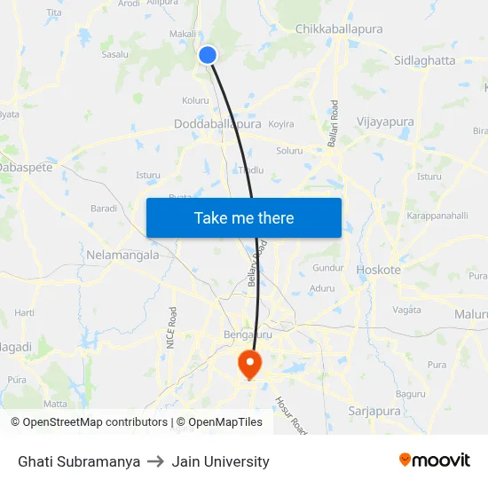 Ghati Subramanya to Jain University map
