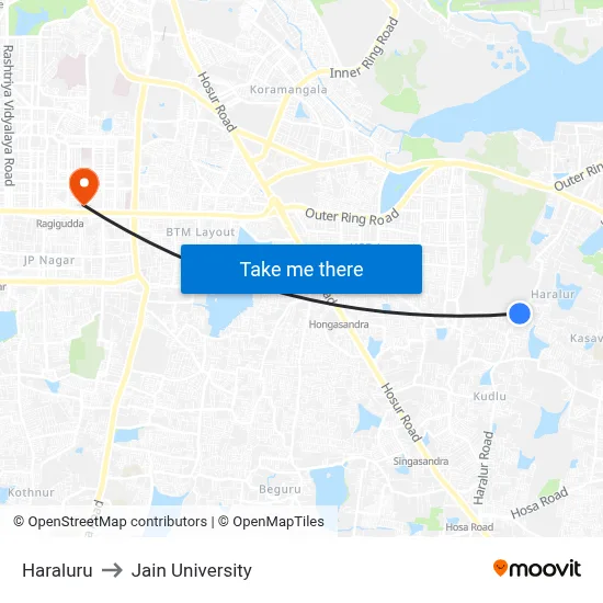 Haraluru to Jain University map