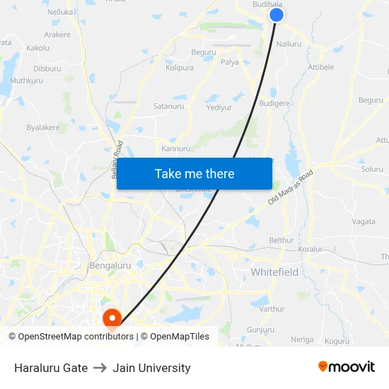 Haraluru Gate to Jain University map