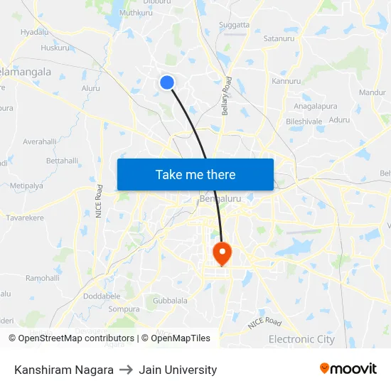 Kanshiram Nagara to Jain University map
