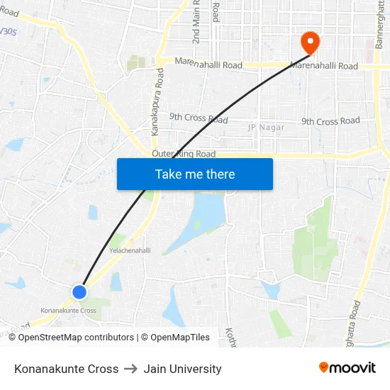 Konanakunte Cross to Jain University map