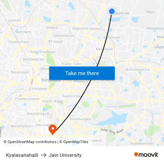 Kyalasanahalli to Jain University map