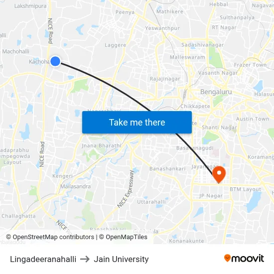 Lingadeeranahalli to Jain University map
