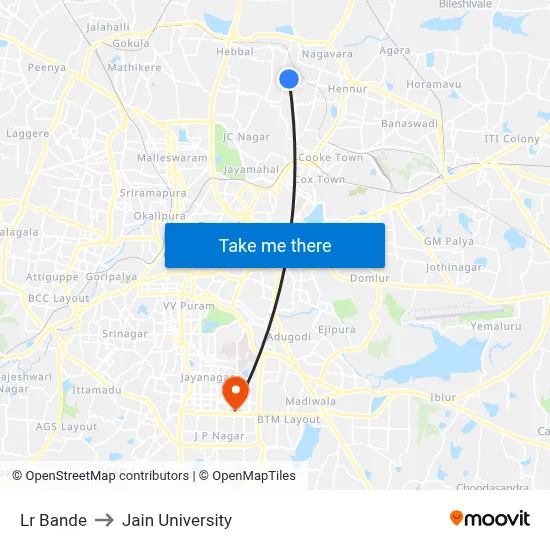 Lr Bande to Jain University map
