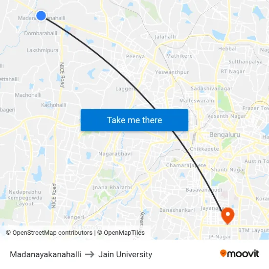 Madanayakanahalli to Jain University map