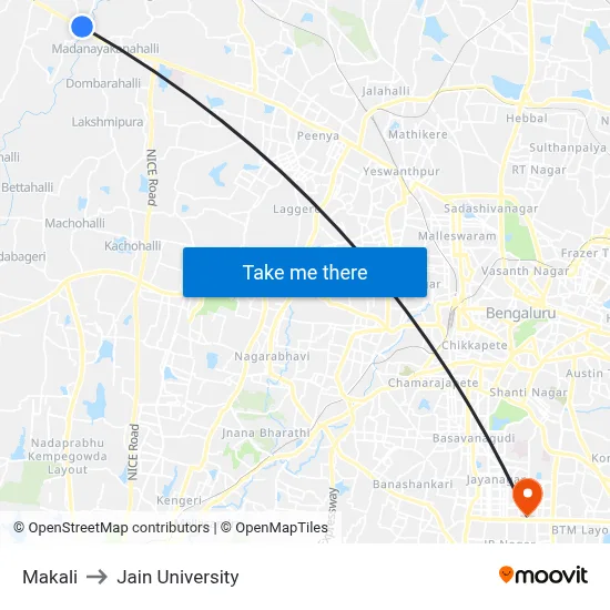 Makali to Jain University map