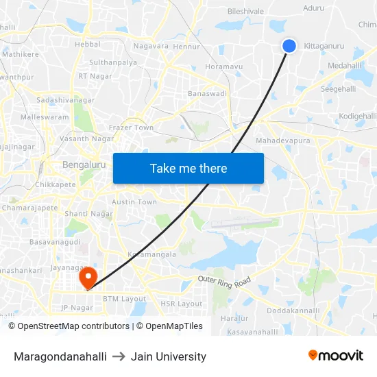 Maragondanahalli to Jain University map