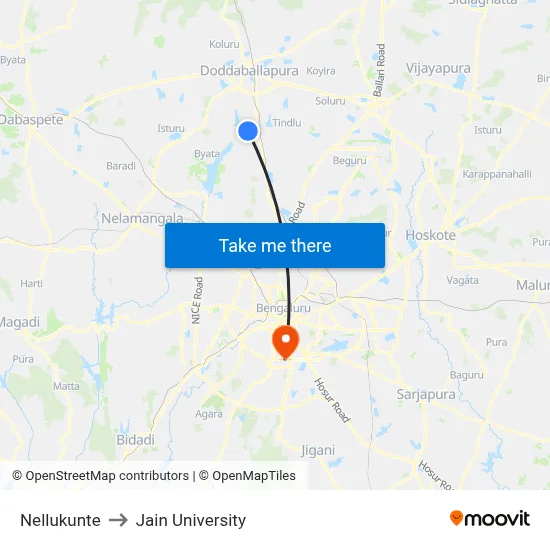Nellukunte to Jain University map