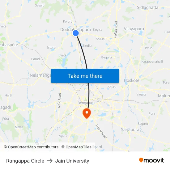Rangappa Circle to Jain University map