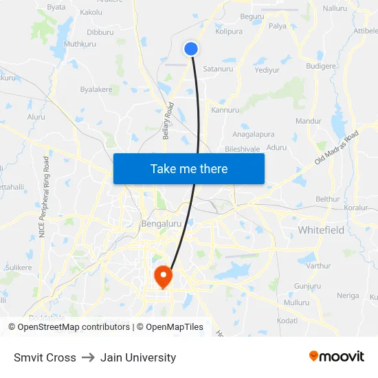 Smvit Cross to Jain University map