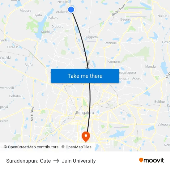 Suradenapura Gate to Jain University map
