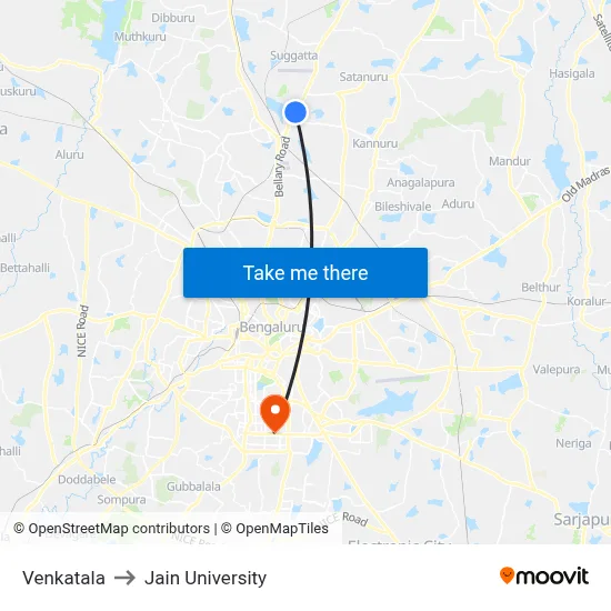Venkatala to Jain University map