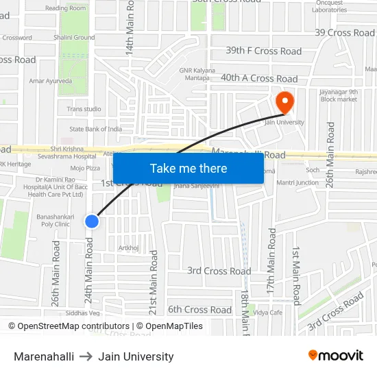 Marenahalli to Jain University map