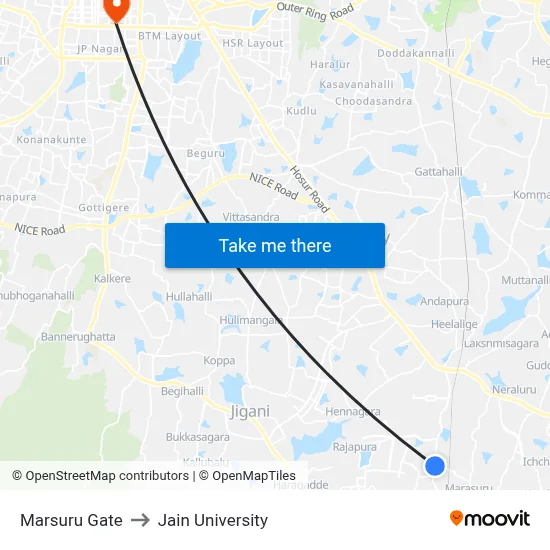 Marsuru Gate to Jain University map