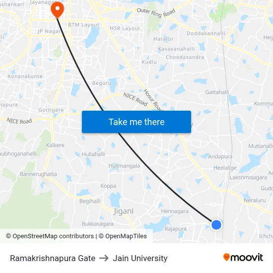 Ramakrishnapura Gate to Jain University map