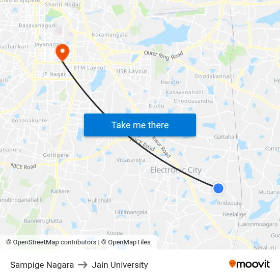 Sampige Nagara to Jain University map