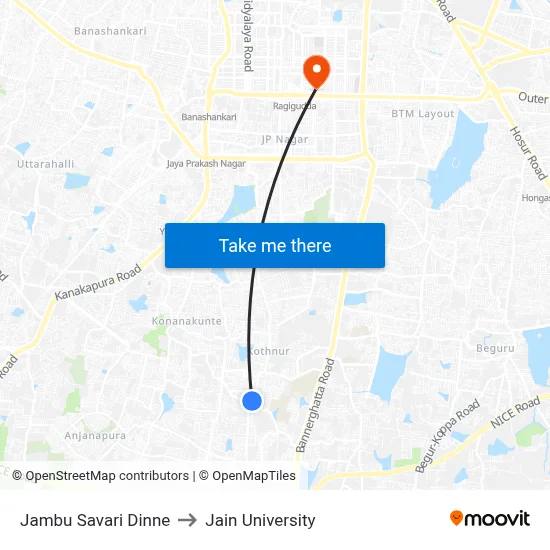 Jambu Savari Dinne to Jain University map