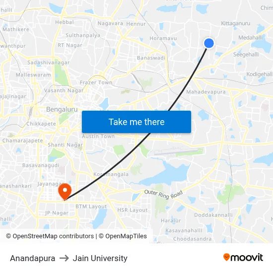 Anandapura to Jain University map