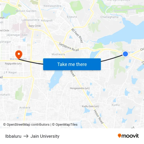 Ibbaluru to Jain University map
