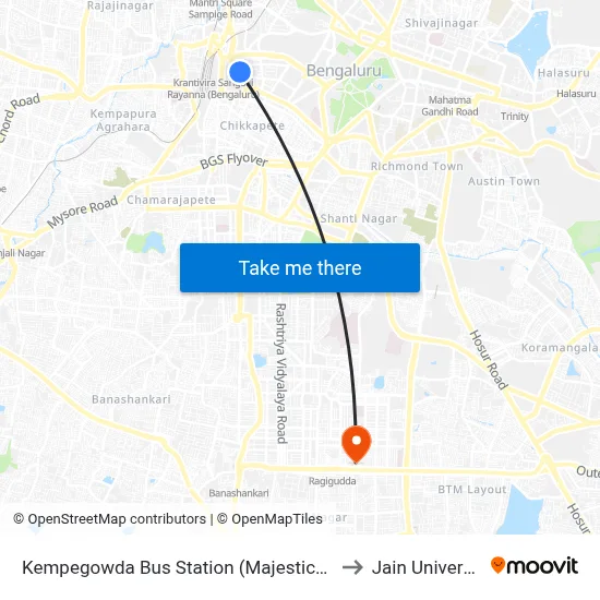 Kempegowda Bus Station (Majestic/Kbs) to Jain University map