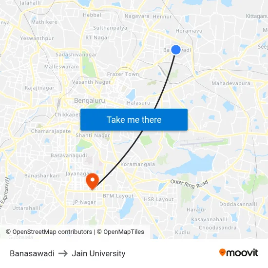 Banasawadi to Jain University map