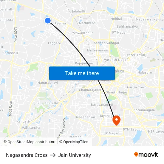 Nagasandra Cross to Jain University map