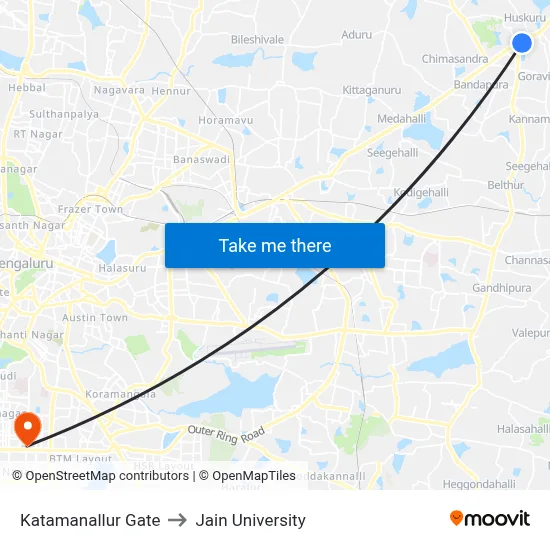 Katamanallur Gate to Jain University map