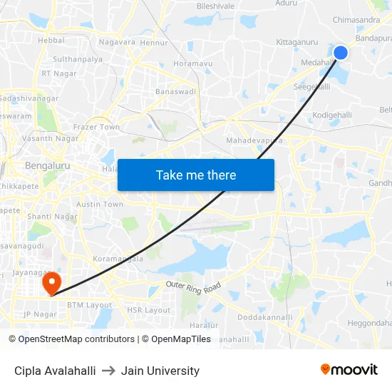 Cipla Avalahalli to Jain University map