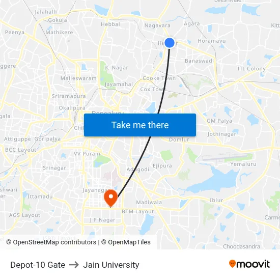 Depot-10 Gate to Jain University map