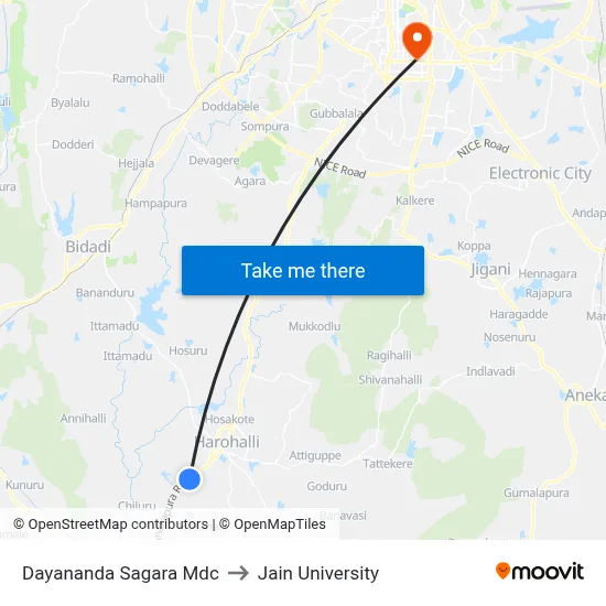 Dayananda Sagara Mdc to Jain University map