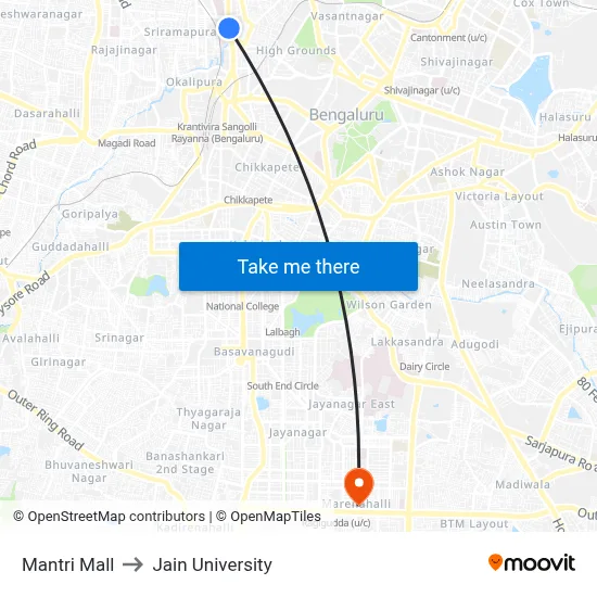 Mantri Mall to Jain University map