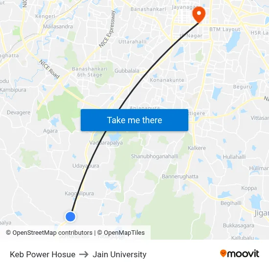 Keb Power House to Jain University map