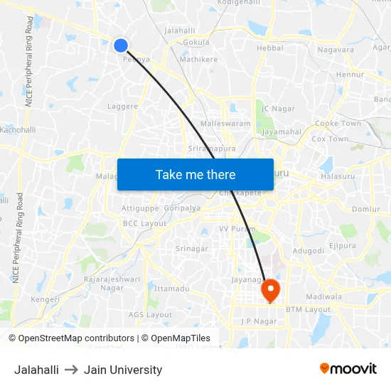 Jalahalli to Jain University map
