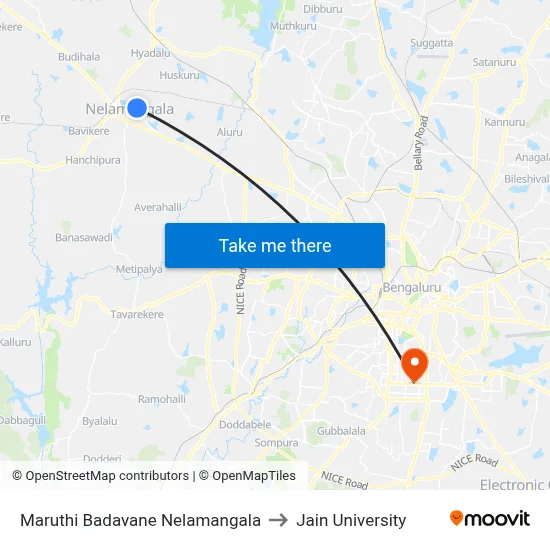 Maruthi Badavane Nelamangala to Jain University map