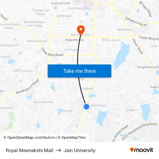 Royal Meenakshi Mall to Jain University map