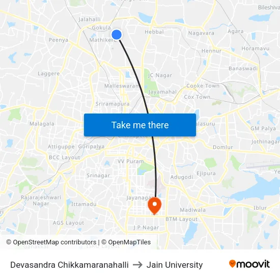 Devasandra Chikkamaranahalli to Jain University map