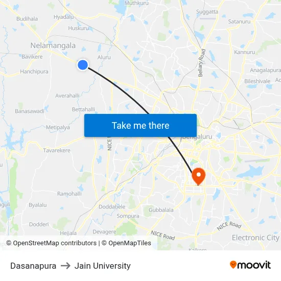 Dasanapura to Jain University map