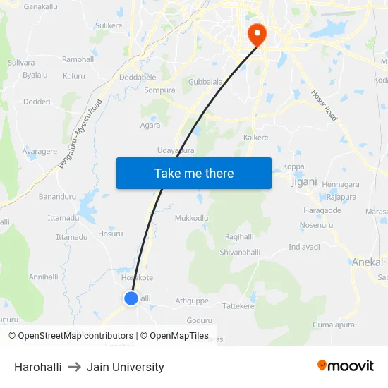 Harohalli to Jain University map
