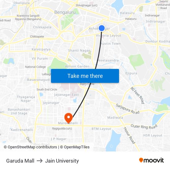 Garuda Mall to Jain University map