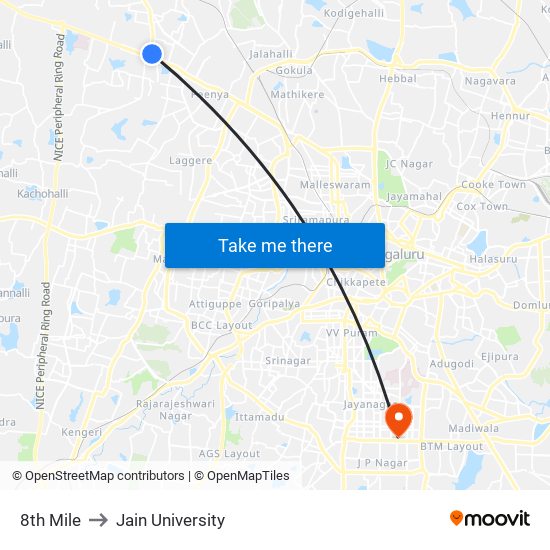 8th Mile to Jain University map